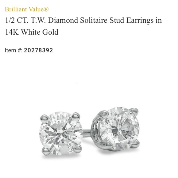 Zales Diamond Solitaire Stud Earrings - Picture 2 of 4